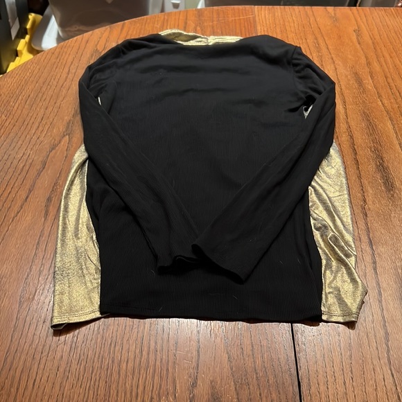 Boston Proper Gold Gray Metallic Drape Front With Black Back Top Size M - Picture 6 of 7